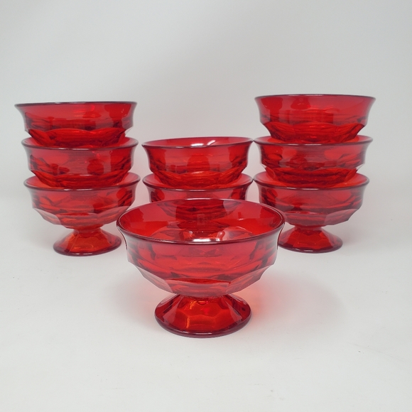 Viking Georigan Ruby Red Champagne/Sherbet Glasses, set of 9 - Picture 4 of 5